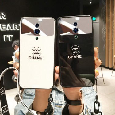 シャネル ブランド 鏡付 ストラップ付き キラキラ風 Chanel iphone 12/12 mini/12 pro max11/se2/x/xs/xrケース ガラス シンプル メイク 芸能人愛用 全機種対応 レディーズ
