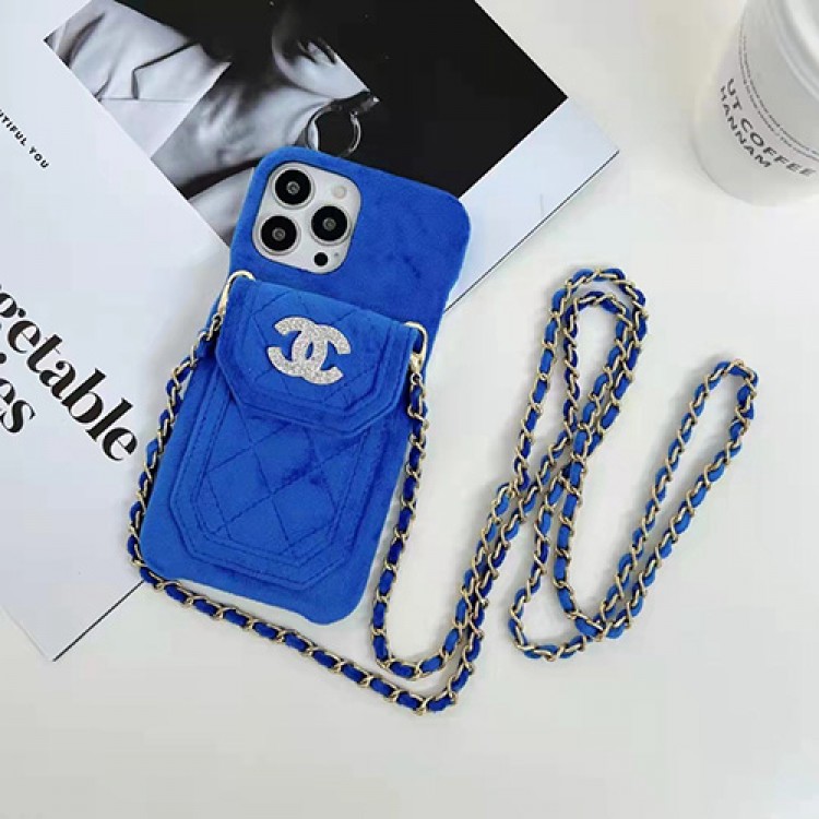 Chanel iphone13pro/13pro max/13ケースブランド ベルベット カードポケット付き 創意デザイン シャネルiPhone12Pro/12/12pro maxケース ココマーク 高級感 キラキラ レディース 上品 斜め掛け