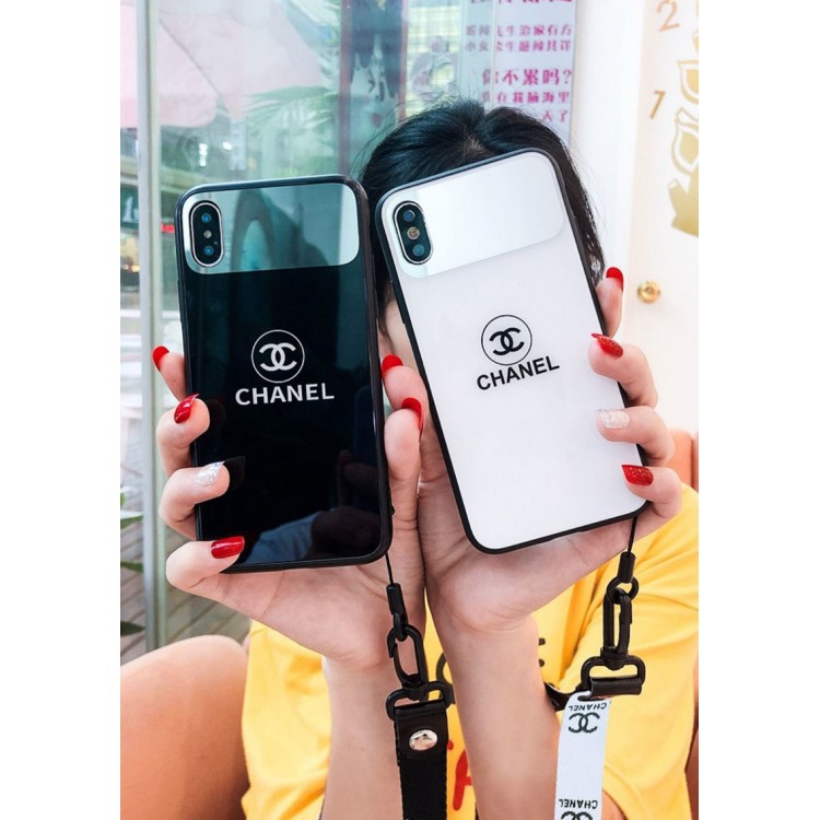 シャネル ブランド 鏡付 ストラップ付き キラキラ風 Chanel iphone 12/12 mini/12 pro max11/se2/x/xs/xrケース ガラス シンプル メイク 芸能人愛用 全機種対応 レディーズ