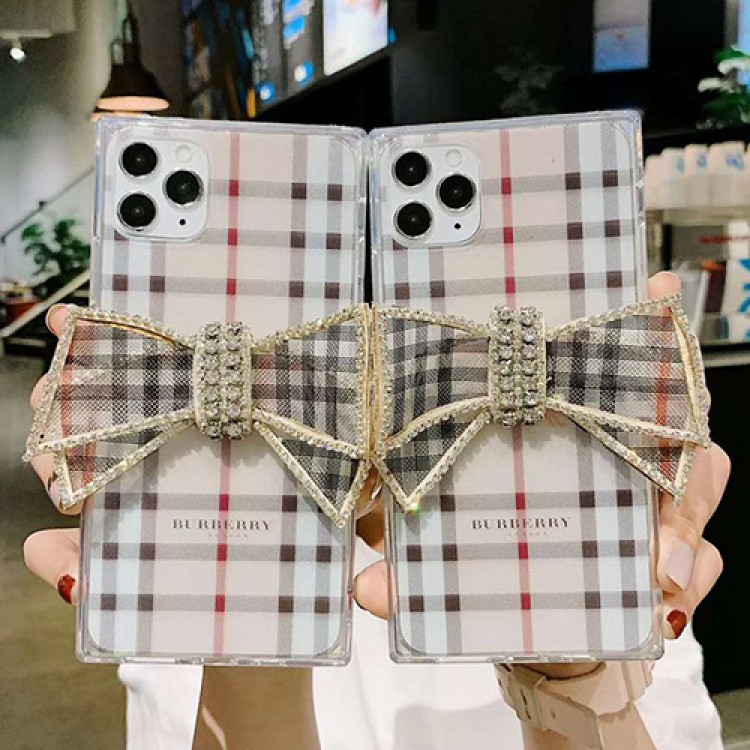 Burberry/バーバリー ブランド iphone12 mini/12/12pro/12pro max/11pro maxケース かわいい ラインストーン 蝶結び iphone 11/12 pro max/xr/xs maxケース クリア iphone 11/x/8/7スマホケース LINE注文可 レディース