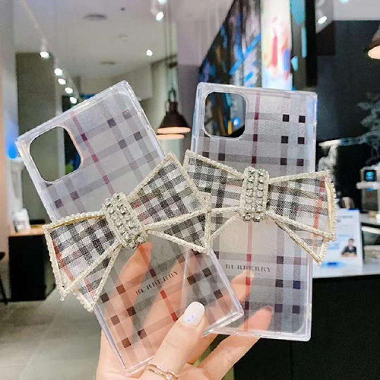 Burberry/バーバリー ブランド iphone12 mini/12/12pro/12pro max/11pro maxケース かわいい ラインストーン 蝶結び iphone 11/12 pro max/xr/xs maxケース クリア iphone 11/x/8/7スマホケース LINE注文可 レディース