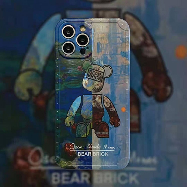 ブランド BearBrick アイフォン13/12 pro/12 pro max/12 mini/12スマホケース 油絵スタイル 個性熊 iPhone11/11 pro/11 pro maxカバー フルカバー 保護ケース iphone xr/xs max/xs/xケース 滑り止め メンズ 大人気 レディース