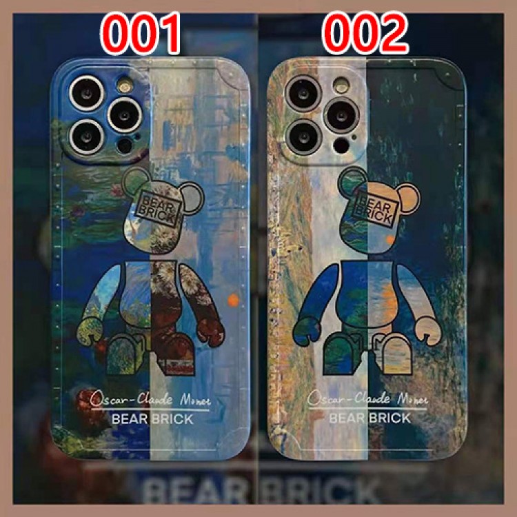 ブランド BearBrick アイフォン13/12 pro/12 pro max/12 mini/12スマホケース 油絵スタイル 個性熊 iPhone11/11 pro/11 pro maxカバー フルカバー 保護ケース iphone xr/xs max/xs/xケース 滑り止め メンズ 大人気 レディース