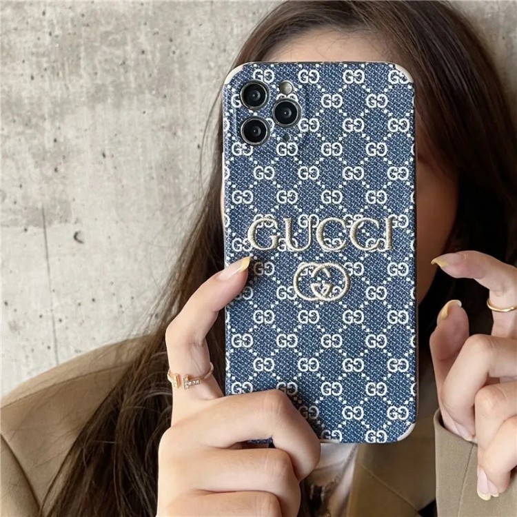 ブランド グッチ iphone 13/12 pro max/12 pro/12/12 miniケース gucci 刺繍付き かわいい アイフォン11/11 pro/11 pro max/se2ソフトケース 手触り良い モノグラム iphone xr/xs/x/xs max ケース デニム スタイル 個性 レディース ファッション メンズ