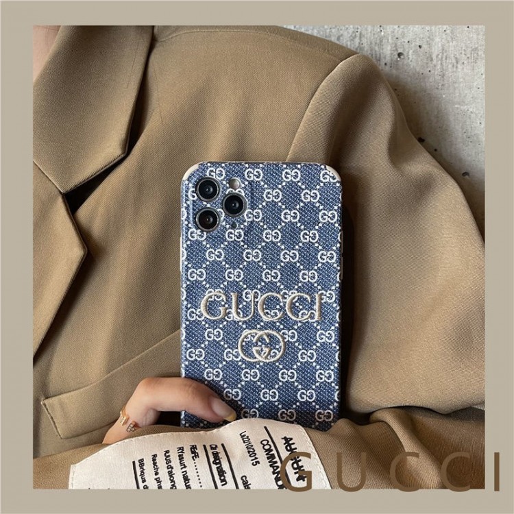 ブランド グッチ iphone 13/12 pro max/12 pro/12/12 miniケース gucci 刺繍付き かわいい アイフォン11/11 pro/11 pro max/se2ソフトケース 手触り良い モノグラム iphone xr/xs/x/xs max ケース デニム スタイル 個性 レディース ファッション メンズ