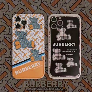 バーバリー ブランド iphone 13/12 pro/12 pro max/12 mini /12ケース ジャケット型 かわいい 熊柄 Burberryアイフォン11/11 pro/11 pro maxケース モノグラム レンズ 保護 iphone se2/xr/xs/x/xs maxケース おしゃれ 韓国スタイル 男女