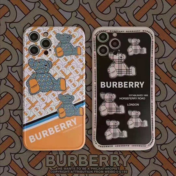 バーバリー ブランド iphone 13/12 pro/12 pro max/12 mini /12ケース ジャケット型 かわいい 熊柄 Burberryアイフォン11/11 pro/11 pro maxケース モノグラム レンズ 保護 iphone se2/xr/xs/x/xs maxケース おしゃれ 韓国スタイル 男女