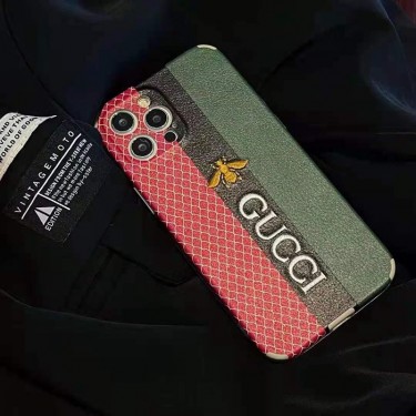 Gucciグッチブランド iphone 13/12 mini/12 pro/12/12pro maxカバーケース贅沢風アイフォン 11/ 11pro/11pro maxケース 蜜蜂刺繍ロゴ付きケース お洒落レディース向け HUAWEI P40 Pro/P40/P30 Pro/P30ケースジャケット型