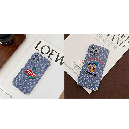 Gucci グッチ ブランドiphone13/ iphone 12s/12 pro/12 pro max ケース 革製 モノグラム お洒落 アイフォン11pro/11 pro max カバー  刺繍 ドナルドダック柄 可愛い アイフォン11 ケース ジャケット型  iphone xr/xs/x/xs maxケース 綺麗 レディース メンズ