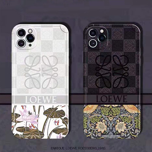 ブランド ロエベ Loewe iphone 13/12 pro max/12pro/12ケース 蓮の花柄 きれい プリント アイフォン11/11pro/11 pro max/se2 ケース 復古スタイル おしゃれ レディース iphone xr/xs/x/xs maxケース ジャケット型 メンズ ファッション