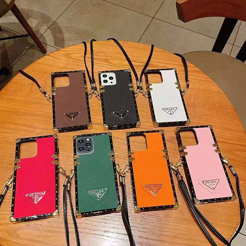 PRADA ブランド Iphone 13mini/13pro /13pro max /13ケース流行スクエア型プラダGalaxy S21/S21+/S21 ultraケースショルダーストラップ付き レザー製 かわいい GALAXY s20/s20+/s20 ultra/s10/s10+/note20/note10+カバーリベット飾り かわいい 人気 耐衝撃 ギャラクシーs9/s8 plusケース レディーズ