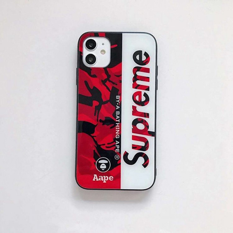 シュプリーム アディダス エーエイプ ブランド iphone 12/12 pro/12 mini/12 pro max/11/11 pro/11 pro max/se2ケース 背面ガラス supreme adidas Aape ケース 激安  ジャケット型 可愛い スマホケース コピー アイフォンx/xs/xr/8/7/6カバー メンズ レディース