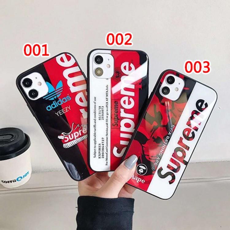 シュプリーム アディダス エーエイプ ブランド iphone 12/12 pro/12 mini/12 pro max/11/11 pro/11 pro max/se2ケース 背面ガラス supreme adidas Aape ケース 激安  ジャケット型 可愛い スマホケース コピー アイフォンx/xs/xr/8/7/6カバー メンズ レディース