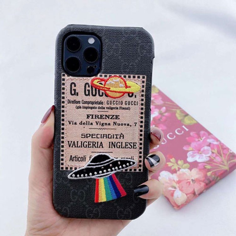 GUCCI/グッチ iphone12/12mini/12pro/12pro maxケース ビジネス ストラップ付きiphone xr/xs max/11proケースブランドステラ UFO柄 iphone12/xx/x/xs ケースiphone x/8/7 plusケース大人気