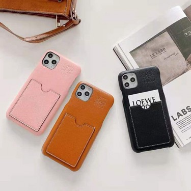 LOEWE ブランド iphone12/12 pro max/11pro maxケース 無地 レザー ロエベ カード入れ モノグラム シンプル ins風 かわいい アイフォン12 mini/12 pro/11/xr/xs/x/8/7ケース ファッション 大人気 メンズ レディース