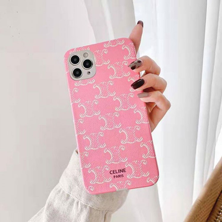 Celine セリーヌ ブランド ケース 刺繍風 iphone 12 mini/12 pro max/11ケース シリコン 柔らか CELINE 韓国風huawei p40 ピンク 全機種対応 メンズ レディース向け