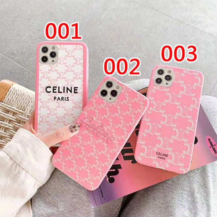 Celine セリーヌ ブランド ケース 刺繍風 iphone 12 mini/12 pro max/11ケース シリコン 柔らか CELINE 韓国風huawei p40 ピンク 全機種対応 メンズ レディース向け