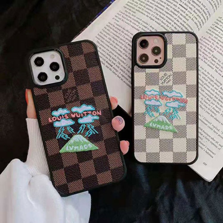 LV 刺繍風 iphone 12 mini/12 pro max/11 pro max/se2ケース レザー カメ ブランド ホッキョクグマ カモ ルイヴィトン 雷雨柄 モノグラム ベア アイフォン12/12 pro/11/11 pro/x/xs/xr/8/7カバー メンズ レディース