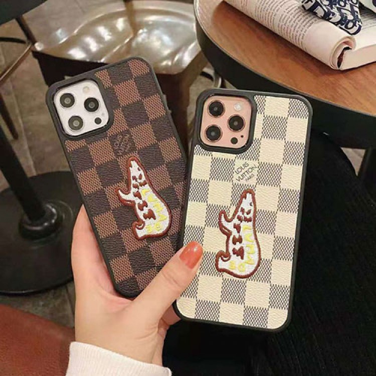 LV 刺繍風 iphone 12 mini/12 pro max/11 pro max/se2ケース レザー カメ ブランド ホッキョクグマ カモ ルイヴィトン 雷雨柄 モノグラム ベア アイフォン12/12 pro/11/11 pro/x/xs/xr/8/7カバー メンズ レディース