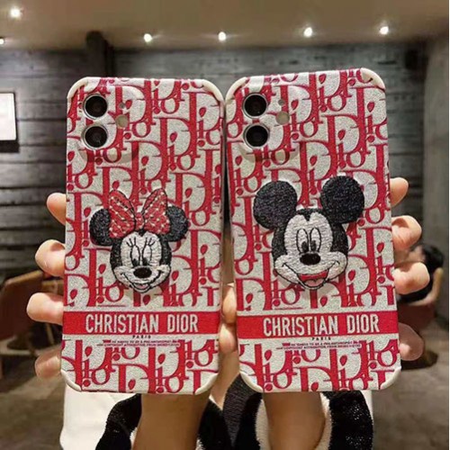 ディズニー ディオール iphone 12/12 pro/12 mini/12 pro max/11/11 pro/11 pro maxケース モノグラム 刺繍柄 dior ブランド 四角衝撃 ミッキーマウス ミニーマウス 芸能人愛用 薄い アイフォンx/xs/xr/8/7/se2カバー メンズ レディース