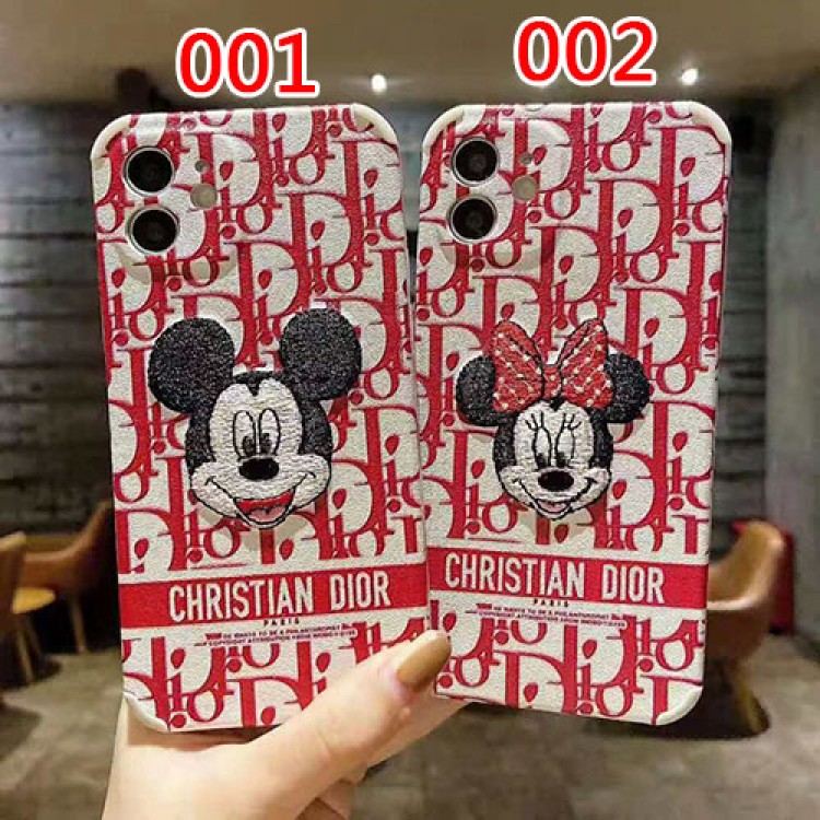 ディズニー ディオール iphone 12/12 pro/12 mini/12 pro max/11/11 pro/11 pro maxケース モノグラム 刺繍柄 dior ブランド 四角衝撃 ミッキーマウス ミニーマウス 芸能人愛用 薄い アイフォンx/xs/xr/8/7/se2カバー メンズ レディース