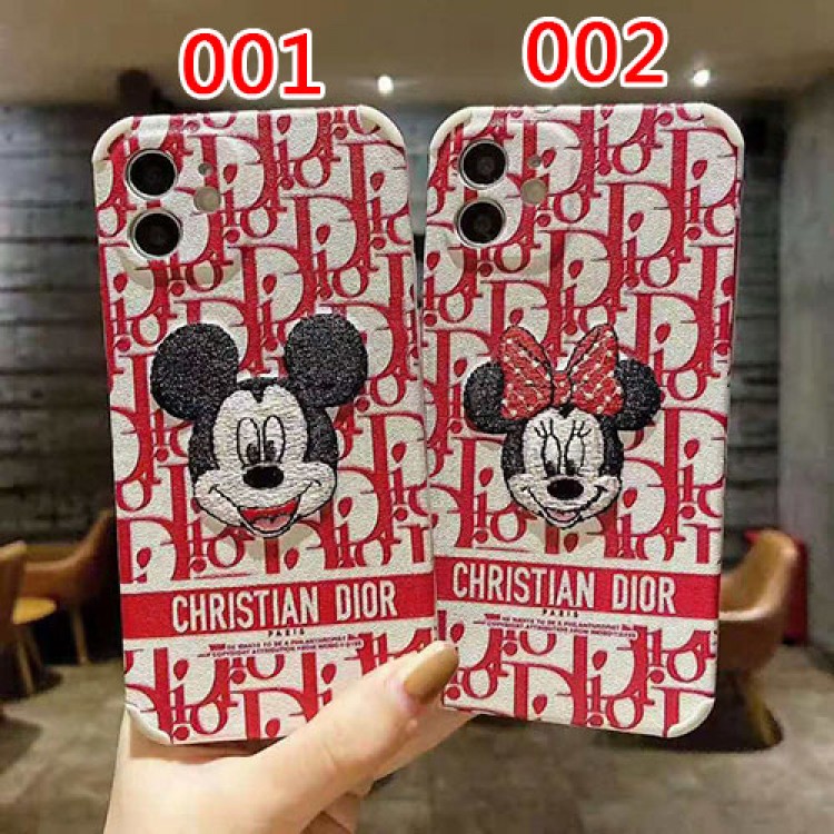 ディズニー ディオール iphone 12/12 pro/12 mini/12 pro max/11/11 pro/11 pro maxケース モノグラム 刺繍柄 dior ブランド 四角衝撃 ミッキーマウス ミニーマウス 芸能人愛用 薄い アイフォンx/xs/xr/8/7/se2カバー メンズ レディース