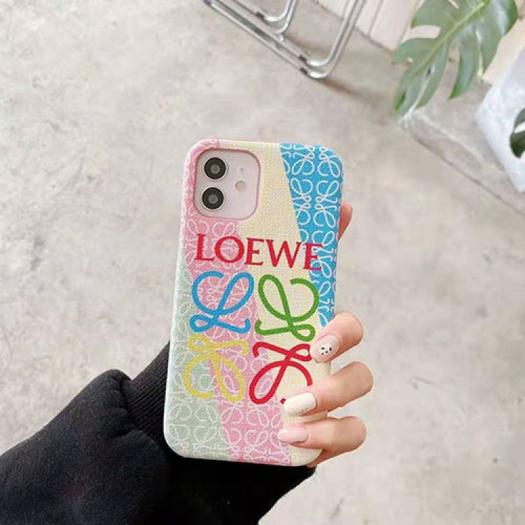 LOEWE ブランド iphone12/12 pro max/11 pro/11 pro maxケース 韓国風 レザー カラー モノグラム ロエベ シンプル かわいい アイフォン12 mini/12 pro/11/xr/xs/x/8/7/6ケース ファッション 大人気 芸能人向け メンズ レディース