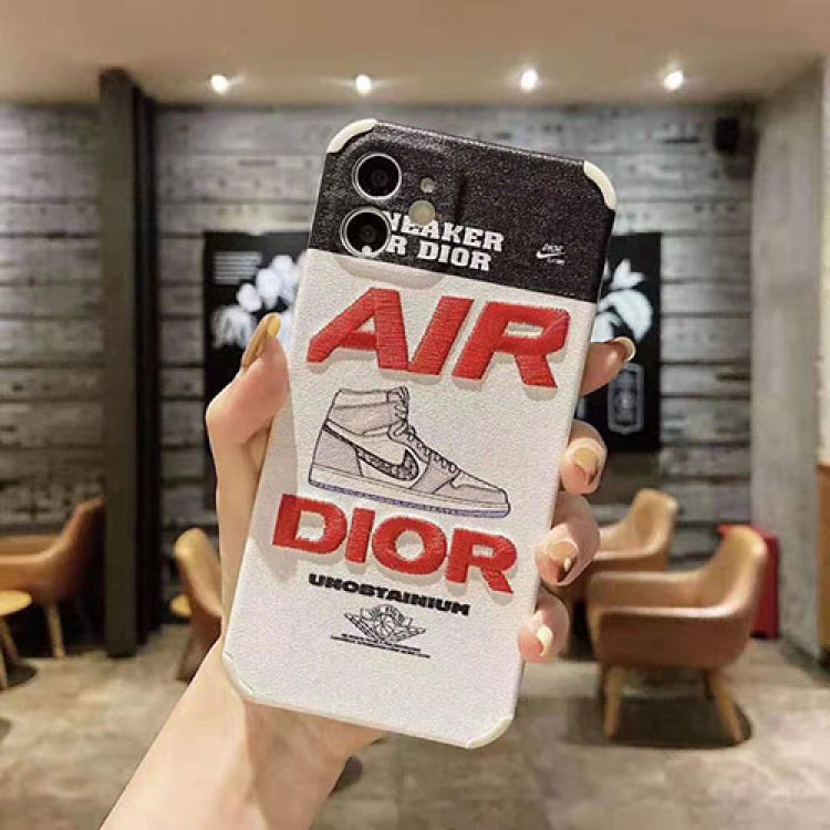 Dior ディオール ブランド 刺繍 iphone 12/12 pro/12 mini/12 pro max/11/11 pro/11 pro max/se2ケース スニーカー柄 NIke ナイキ Air Jordan 四角保護 アイフォンx/xs/xr/8/7カバー レディーズ