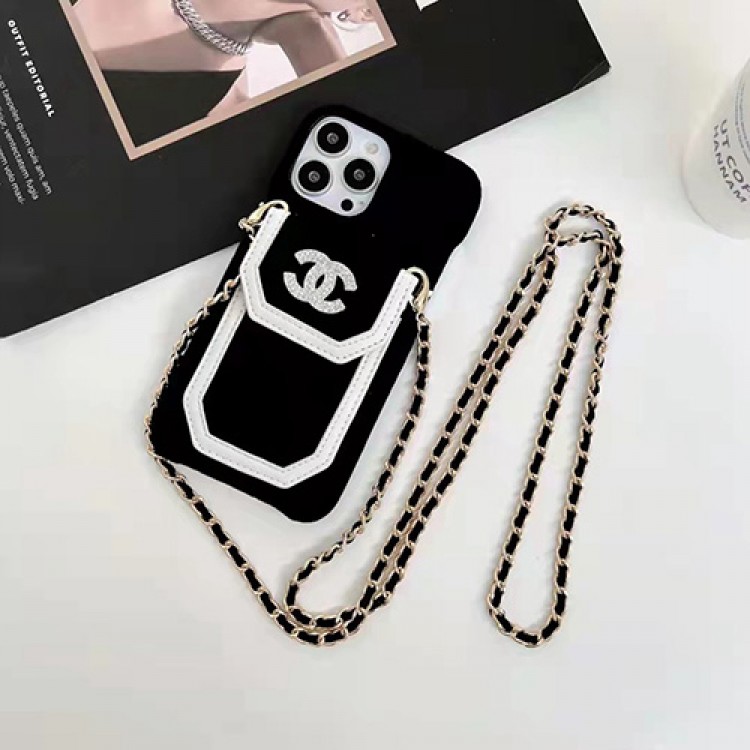 Chanel iphone13pro/13pro max/13ケースブランド ベルベット カードポケット付き 創意デザイン シャネルiPhone12Pro/12/12pro maxケース ココマーク 高級感 キラキラ レディース 上品 斜め掛け