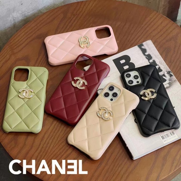 ブランド iPhone15/14max/14proケース シャネル ダイヤモンドロゴ付き CHANEL アイフォン15+/14PROMAX/14スマホカバー 大き目菱格 iphon13/13proケース 衝撃吸収 IPHONE12pro max/11ケース 純正レザー 高級感 芸能人愛用