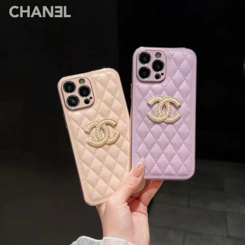 ブランド シャネル iphone15plus/14 PLUSカバーケース 華やか パールロゴ chanel アイフォン15/14pro max/14pro/14ケース 塗装デザイン iphone14 13 12 pro maxケース 背面レザー iphone 11 /11pro maxスマホケース 落下保護 オシャレ 滑り止め 男女