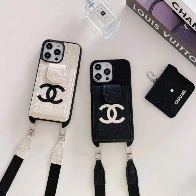 Chanel 無地 iPhone 14pro maxケース カード入り シャネル iPhone 14pro/14+スマホケース かわいい 激安 iphone 13/13pro/13 pro maxカバー 肩 首に掛け iphone 14 12 pro maxケース 携帯便利 オシャレ