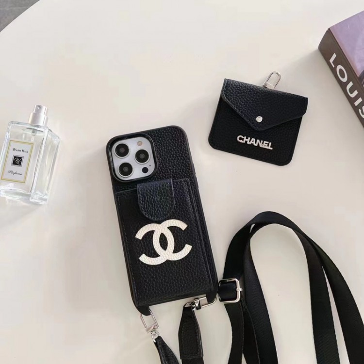 Chanel 無地 iPhone 14pro maxケース カード入り シャネル iPhone 14pro/14+スマホケース かわいい 激安 iphone 13/13pro/13 pro maxカバー 肩 首に掛け iphone 14 12 pro maxケース 携帯便利 オシャレ