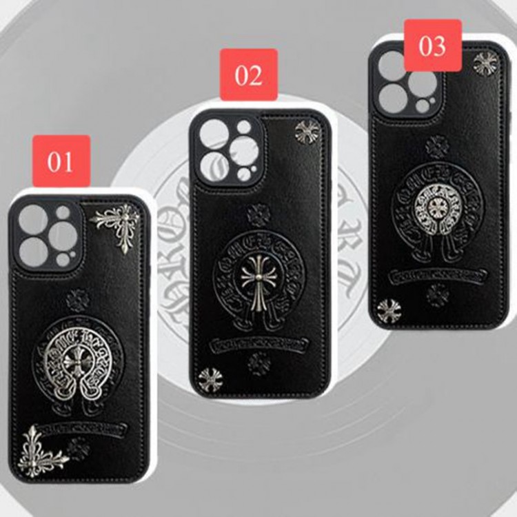 個性潮流 ブランド アイフォン14pro maxケースクロムハーツ 銀色十字架柄 CHROME HEARTS IPHONE 14/14+/14pro携帯カバー 背面レザー 耐衝撃 iPhone13pro/13/13PRO MAX ケース 軽量 フィット iPhone12/2proカバー おしゃれ  アップル12pro max/11/11proケース 指紋防止 メンズ