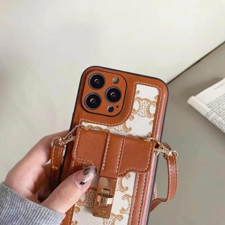 セリーヌ/Celine アイフォン13pro max/14スマホケース 型掛け 首掛け ブランド iPhone13pro/13カバー 斜め掛け iphone13miniケース 背面ポケット付き iPhone12/12mini/12pro革カバー 落下防止 iPhone11pro max携帯ケース オシャレ 高品質 スタイリッシュ