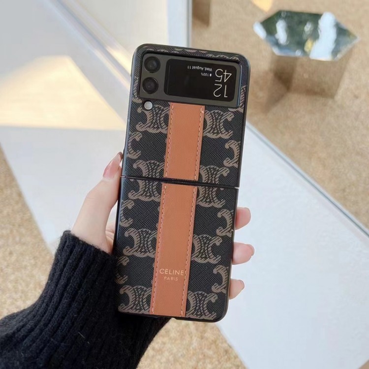 CELINE ブランド ギャラクシーZ FLIP3  4 5 スマホケース 落ち着いた色 セリーヌ GALAXY Z FOLD3 4 5 カバー ビジネス風 Samsung zflip/fold2ケース 高品質 フィット 耐衝撃 メンズ レディース