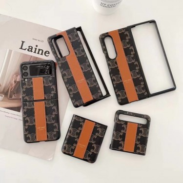 CELINE ブランド ギャラクシーZ FLIP3  4 5 スマホケース 落ち着いた色 セリーヌ GALAXY Z FOLD3 4 5 カバー ビジネス風 Samsung zflip/fold2ケース 高品質 フィット 耐衝撃 メンズ レディース