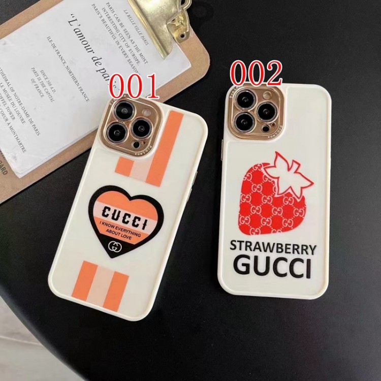 グッチ かわいい iPhone13pro max/14スマホケース イチゴ柄 Gucci アイフォン13/13pro携帯カバー 全面保護 キズ防止 iphone12pro/12pro maxケース 黄変防止 IPHONE11pro maxケース 手入れ安い レディース愛用