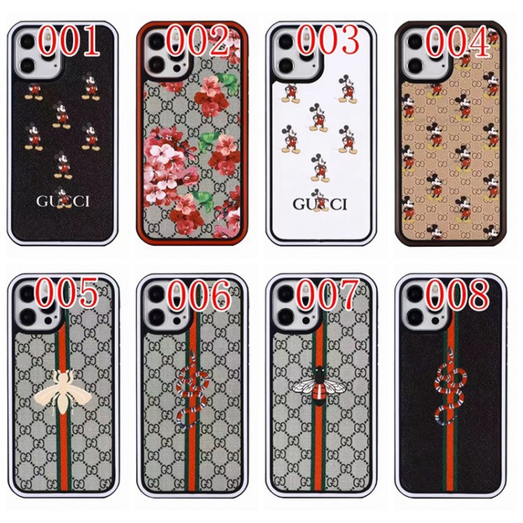 Gucci 定番プリント柄 iPhone14/13PRO MAXケース 厚いフレーム 耐衝撃 グッチ iPhone13pro/13ケースブランド かわいい ミッキマウス柄 アイフォン12pro maxスマホカバー キズ防止 iphone12proケース 通気性 IPHONE11pro max/11ケース 軽量 スリム 男女兼用