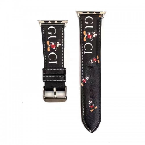 GUCCI ブランド アップルウォッチ 7/6 革ベルト 高級感 オシャレ グッチ コラボ Disney apple watch SE 交換ストラップ 大人気 かわいい Apple Watch 交換バンド 耐衝撃 ミッキマウス 男女愛用