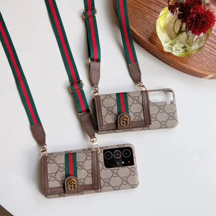 グッチ スマホケース Galaxy S23 ultra 取り外し可ショルダーストラップ GUCCI ハイブランド ギャラクシーs23 plusカバーケース カードポーチ付き galaxy s23 s22 plus ultra携帯ケース 華奢 オシャレ Samsung s21+/s21ultra/s21スマホカバー 耐衝撃 ファッション 携帯便利 レディース