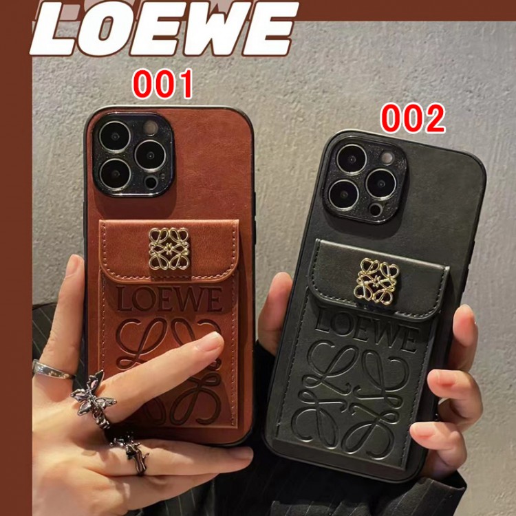 ロエベ アイフォンケース14/14+/14proカバー シンプル 雰囲気 Loewe ブランド iphone14pro maxスマホカバー 収納ポケット付き iphone 13pro/13pro max /13ケース 高品質レザー iphone 12pro/12pro max/12ケース 耐衝撃 フィット 軽量 放熱性