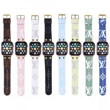 ハイブランド ルイヴィトン APPLE WATCH 6 交換バンド メタルリベット付き 高級感 LV アップルウォッチ SE 革ベルト 耐久性 apple watch ストラップ サイズ 調整可能 ファッション 男女兼用 38~44mm