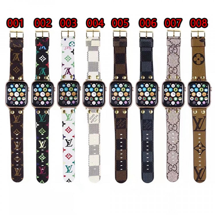 ルイヴィトン ブランド APPLE WATCH 6 交換バンド 高級感レザー 耐久性 LV アップルウォッチ se 革ベルト ファッション 光沢ある金具 apple watch 5 対応 ストラップ 人気 メンズ レディース