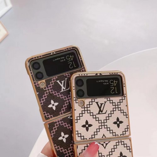 ルイヴィトン Galaxy z fold3 携帯カバー 背面レザー シンプル LOUIS VUITTON サムスンZFLIP3ケースブランド 滑り止め  galaxy zfold2ケース 軽量 塗装加工 高級感 オシャレ 男女愛用