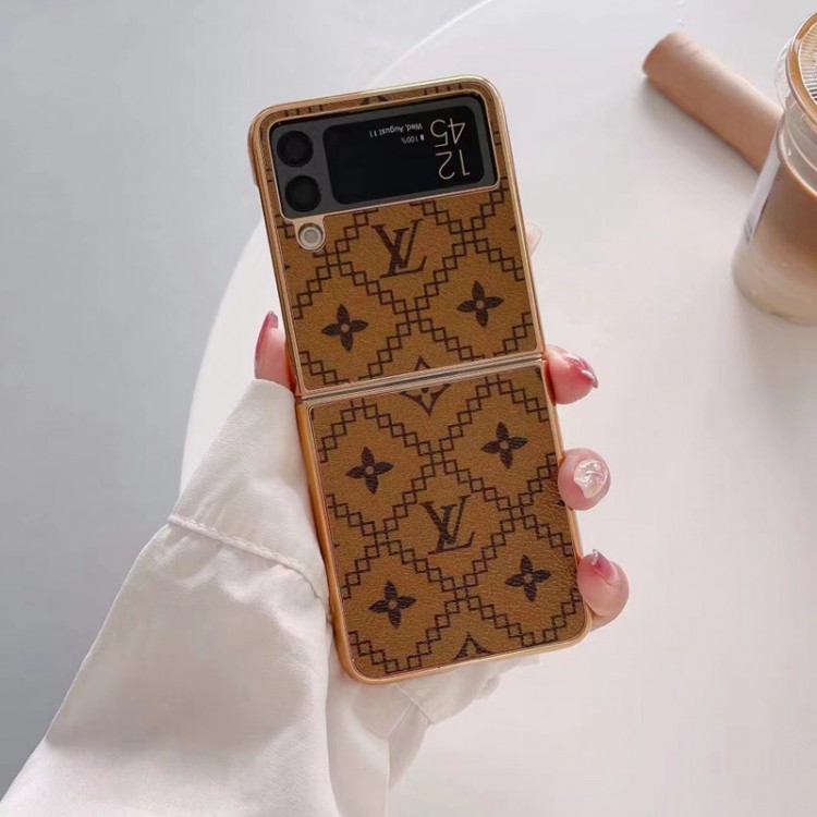 ルイヴィトン Galaxy z fold3 携帯カバー 背面レザー シンプル LOUIS VUITTON サムスンZFLIP3ケースブランド 滑り止め  galaxy zfold2ケース 軽量 塗装加工 高級感 オシャレ 男女愛用