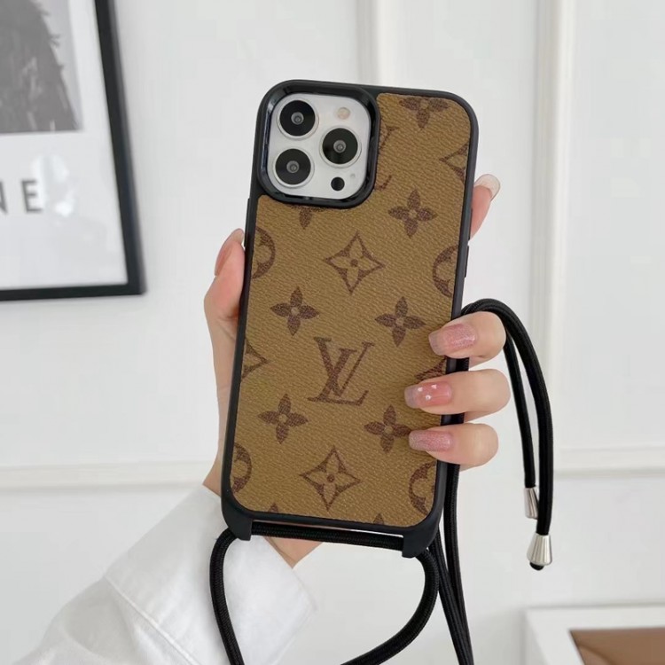 LOUIS Vuitton アイフォン15pro/14pro/14plusスマホケース ロングストラップ付き ブランド 15/14pro max/14ケース ルイヴィトン 肩 首に掛け 落下防止 iphone13Pro max/13PROケース 耐衝撃 キズ防止 メンズ レディース