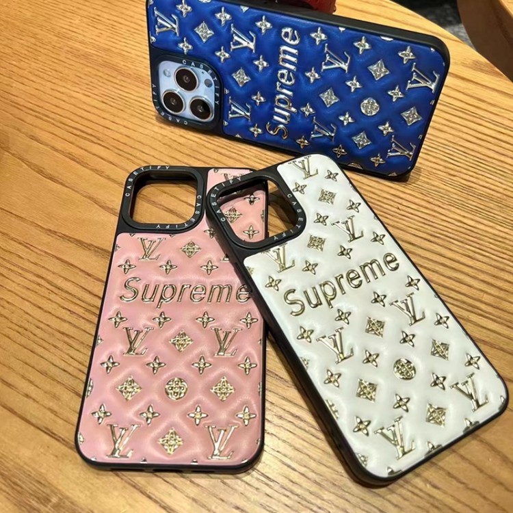 ルイヴィトン iPhone14/14plusケース ブランド メッキモノグラム柄 louis Vuitton コラボ Supreme アイフォン 14pro max/14proカバー 個性 流行り iphone 13pro/13/13 pro maxスマホケース 背面レザー iPhone 12pro max/12pro/12携帯カバー  衝撃吸収 スタイリッシュ 華やか メンズ レディース