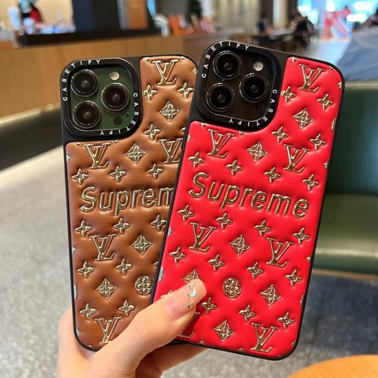 ルイヴィトン iPhone14/14plusケース ブランド メッキモノグラム柄 louis Vuitton コラボ Supreme アイフォン 14pro max/14proカバー 個性 流行り iphone 13pro/13/13 pro maxスマホケース 背面レザー iPhone 12pro max/12pro/12携帯カバー  衝撃吸収 スタイリッシュ 華やか メンズ レディース