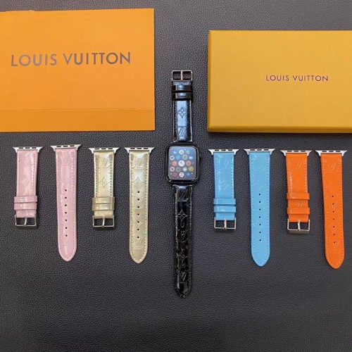 Lv ルイヴィトンブランド Apple Watch ultra 2 49mm バンド 華奢革 交換バンド アップルウォッチ8 9 7 ultraブランドベストハイブランドアップルウォッチ9  8/se2革ベルト 耐久性男性向けアップルウオッチ se2/7 スポーツベルト 上質